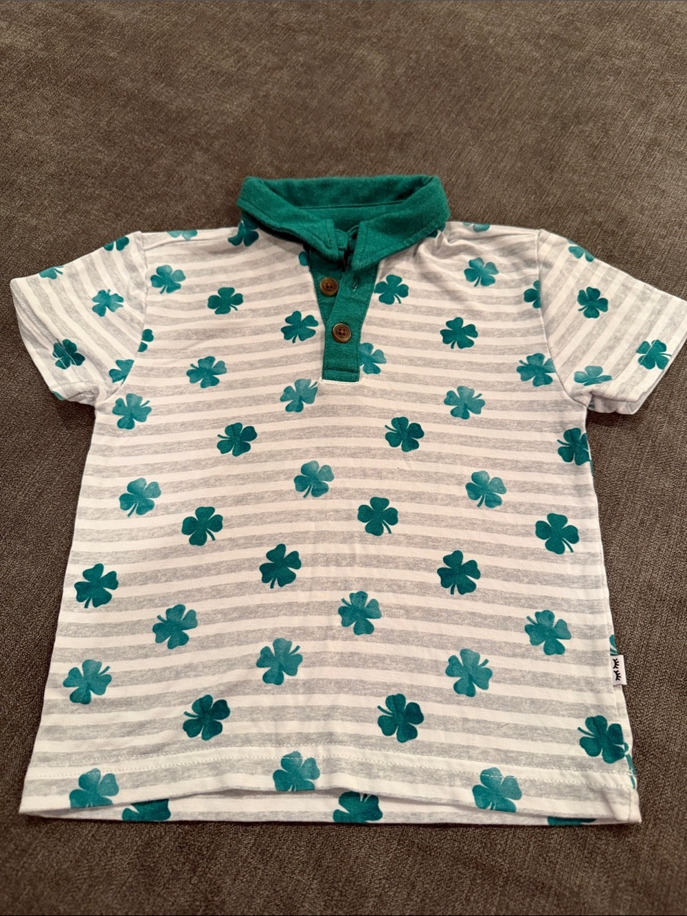 Little Sleepies White & Green Clover Polo